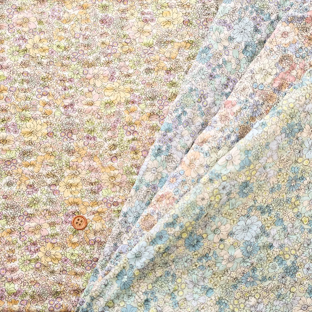 コットンリップルプリント生地　フラワー