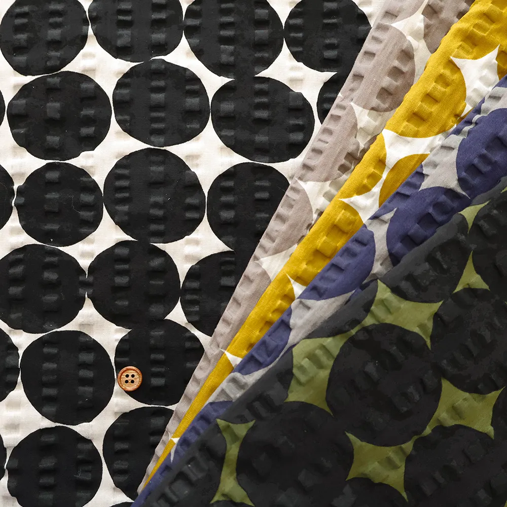 コットンリップルプリント生地　ドット