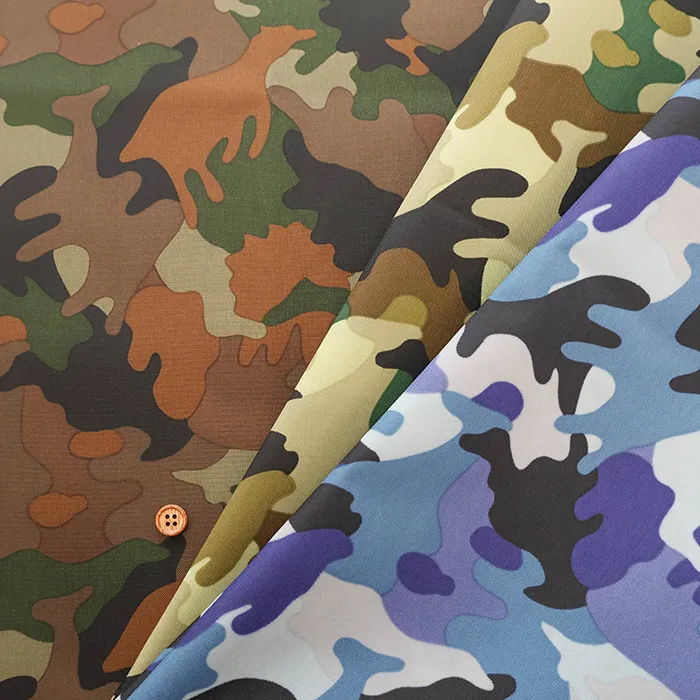 撥水加工　ナイロンオックスプリント生地　カモフラ(2-065-sg-170)
