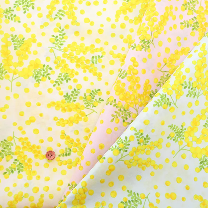 撥水加工　ナイロンプリント生地　ミモザ(2-065-sg173)