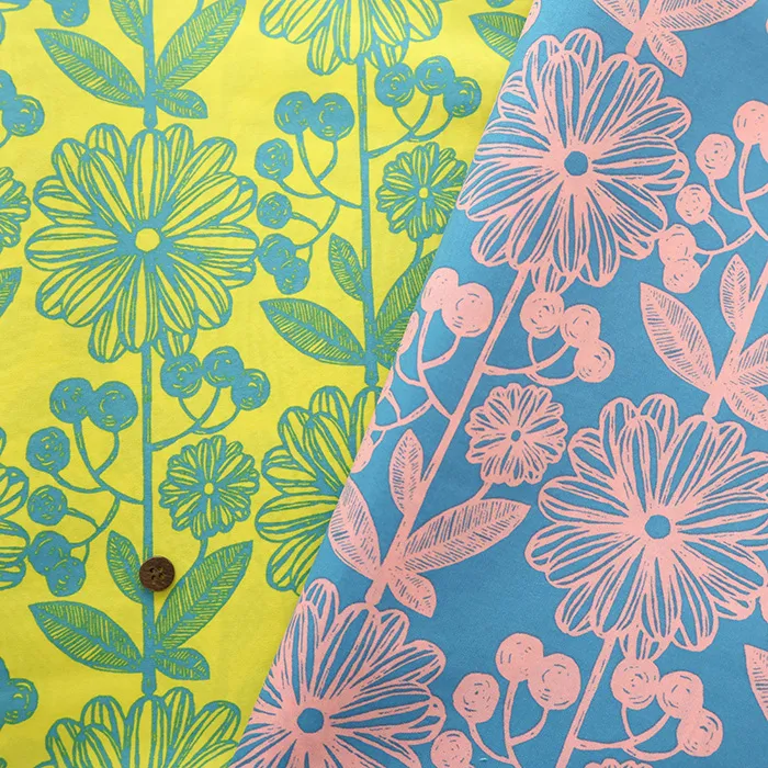 撥水加工　ナイロンタスランプリント生地　フラワー(2-065-sg4002)