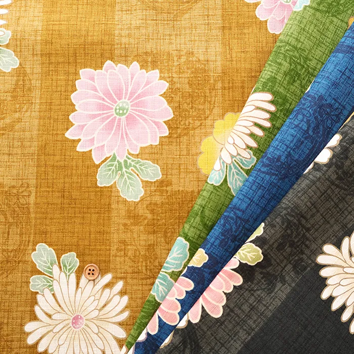 コットンサザンクロスプリント生地　和調　菊