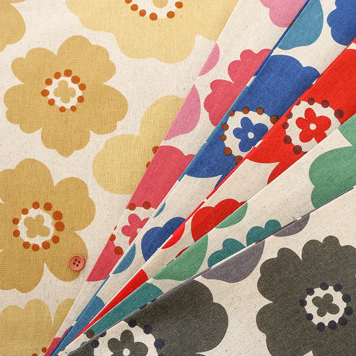 C/Lキャンバスプリント生地　北欧風フラワー