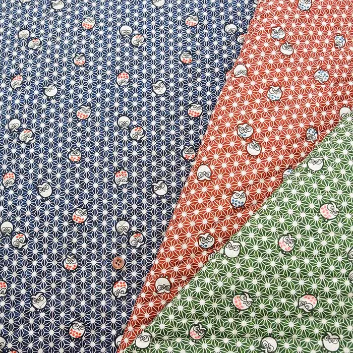 コットン和調プリントキルト生地＜全針＞ふくろう