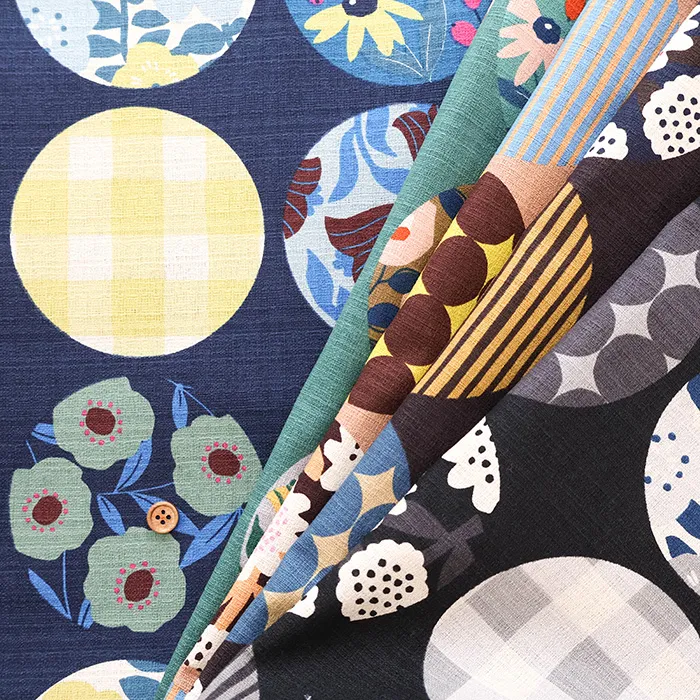 コットンバニランプリント生地　美織 Miori collection　サークルフラワー