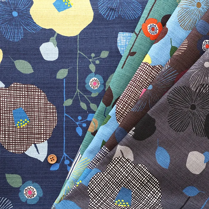 コットンバニランプリント生地　美織 Miori collection　モダンフラワー
