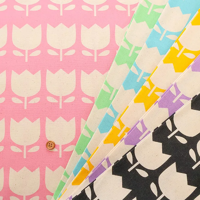 コットンシーチングプリント生地　Color Palette　チューリップ