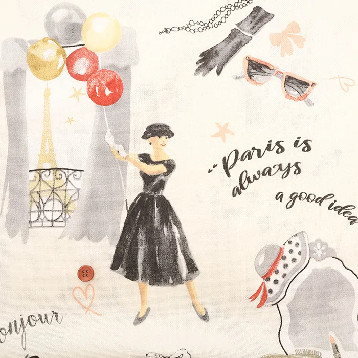 オランダ製　T/C W巾プリント生地　パリ