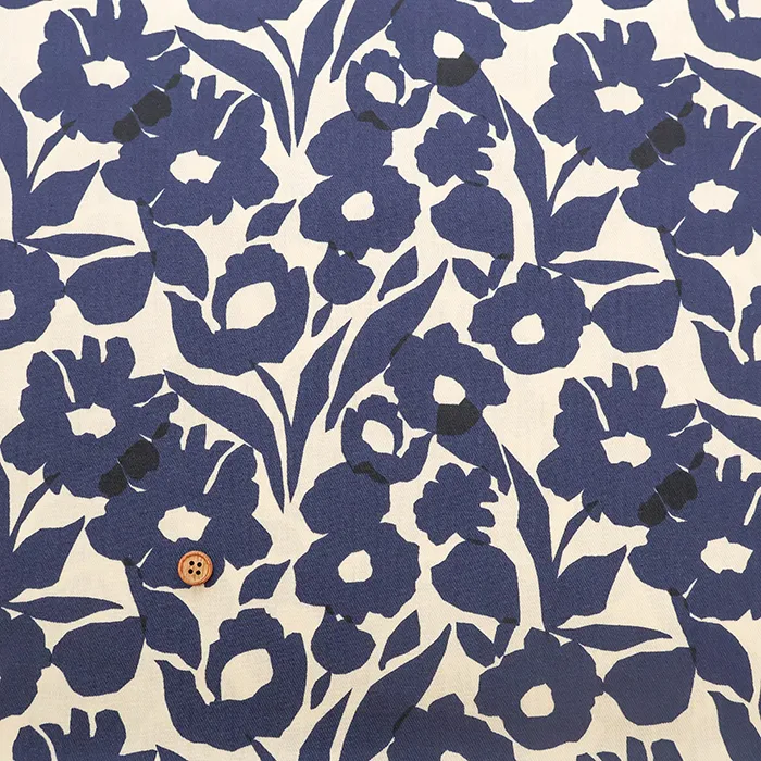 韓国製　コットンツイルプリント生地　MAISON bornne BY BENEBENE　シルエットフラワー