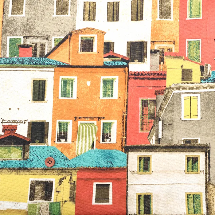 スペイン製　コットンW巾プリント生地　ハウス