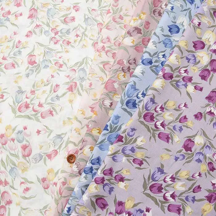 コットンスケアプリント生地　チューリップ