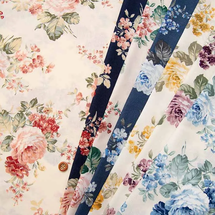 コットンスケアプリント生地　ミディアムローズ