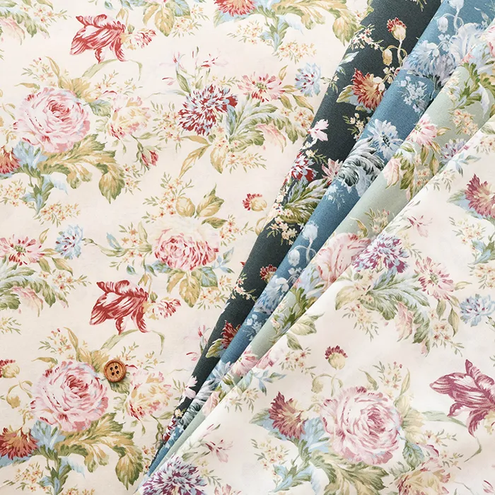 コットンスケアプリント生地　ブーケ