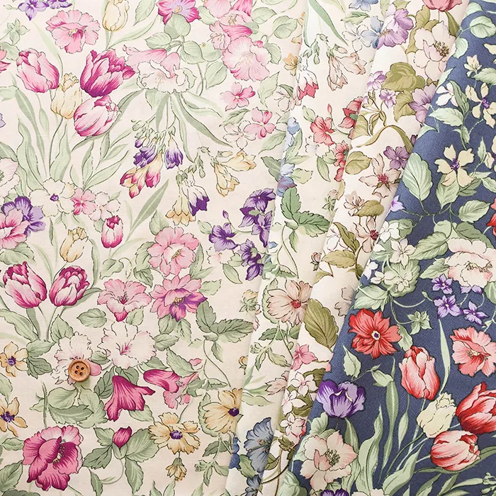 コットンスケアプリント生地　春の訪れ