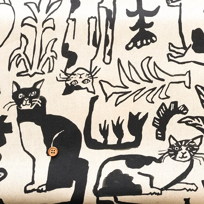 C/Lキャンバスプリント生地　NeKoNoe　Botanical Cats