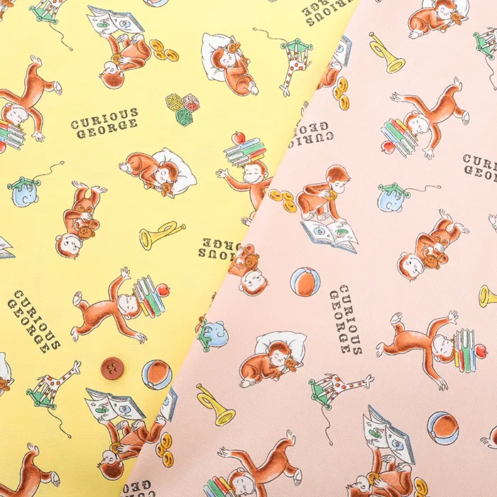 コットンオックスプリント生地　おさるのジョージ