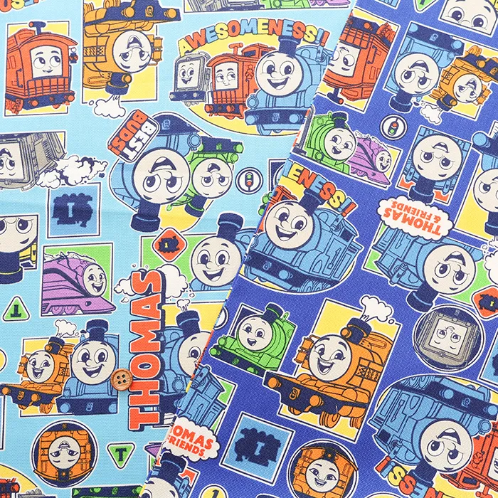 コットンオックスプリント生地　きかんしゃトーマス