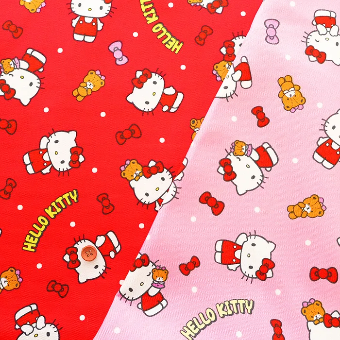 コットンオックスプリント生地　ハローキティ