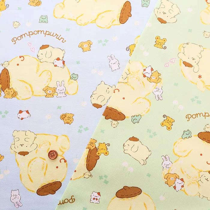 コットンオックスプリント生地　ポムポムプリン30th