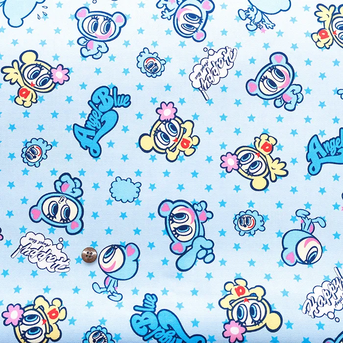 コットンオックスプリント生地　エンジェルブルー