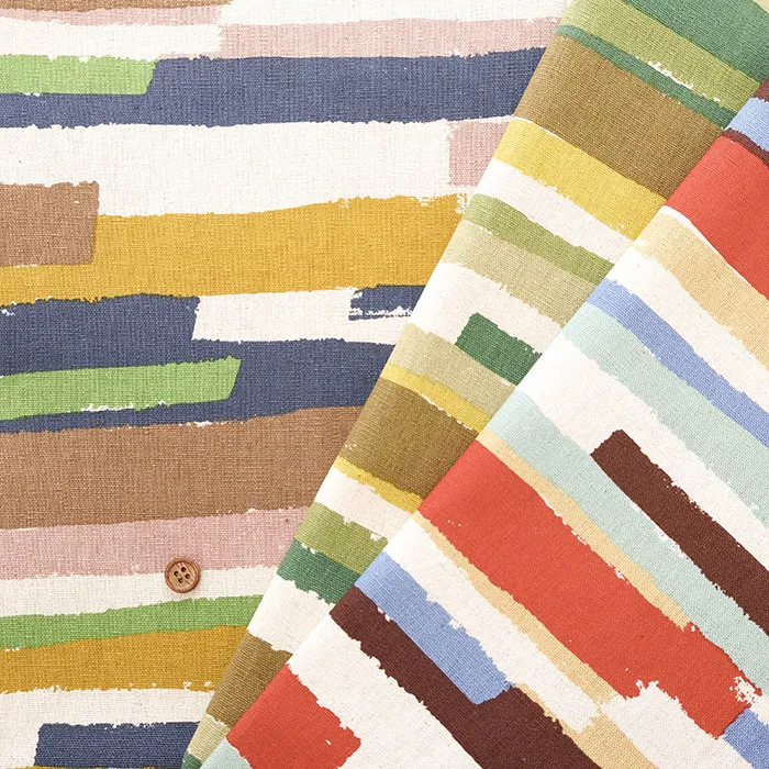 C/Lキャンバスプリント生地　ボーダーブラシ