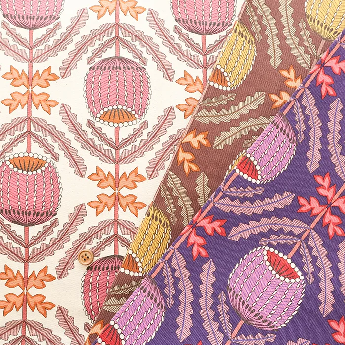 コットンオックスプリント生地　JAMBO　エスニックフラワー