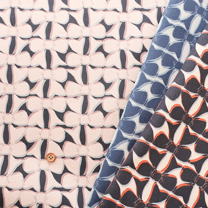 コットンオックスプリント生地　Linnea Ribbon