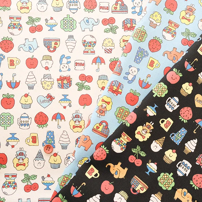 コットンオックスプリント生地　Retro School