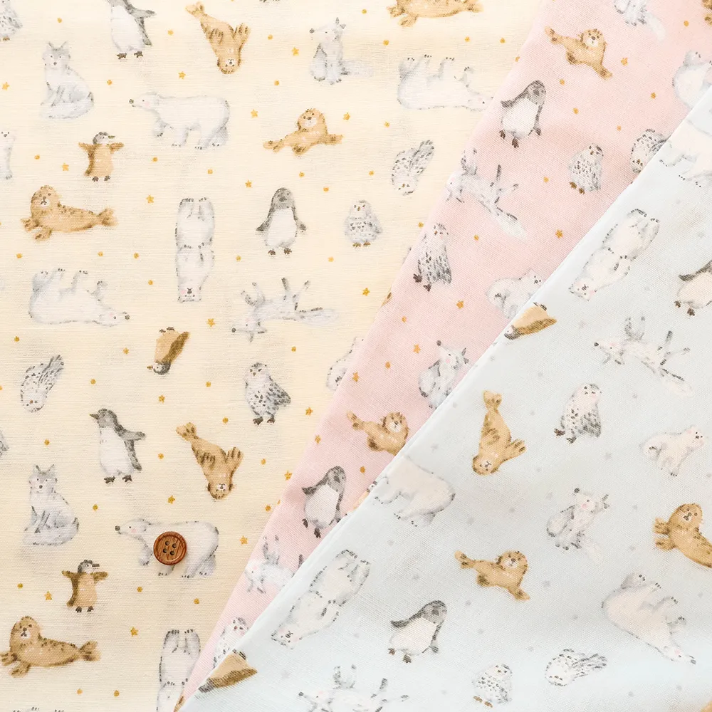 コットンダブルガーゼプリント生地　アニマル