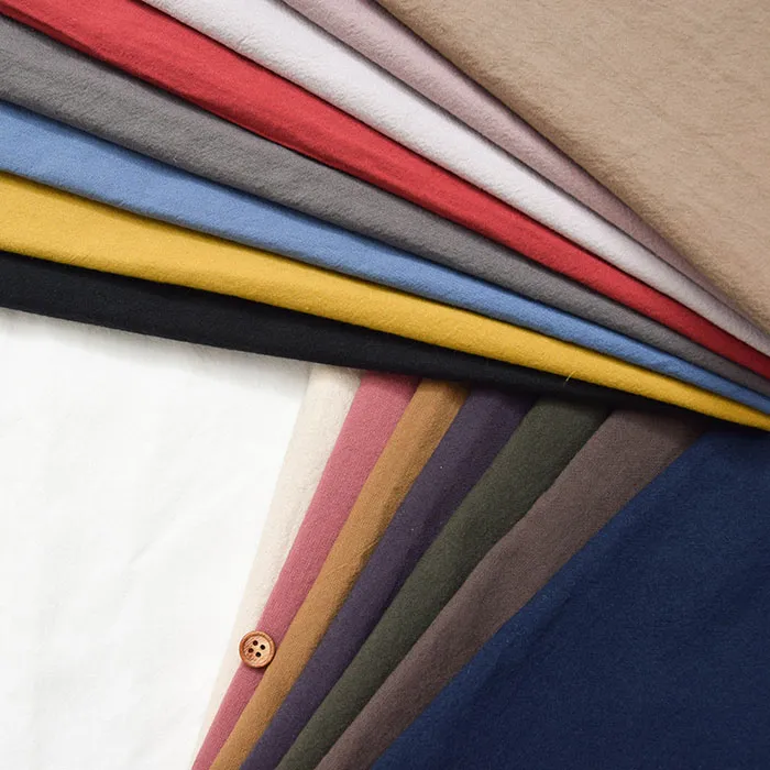 万葉木綿　コットンシーチングトリプルワッシャー生地　無地