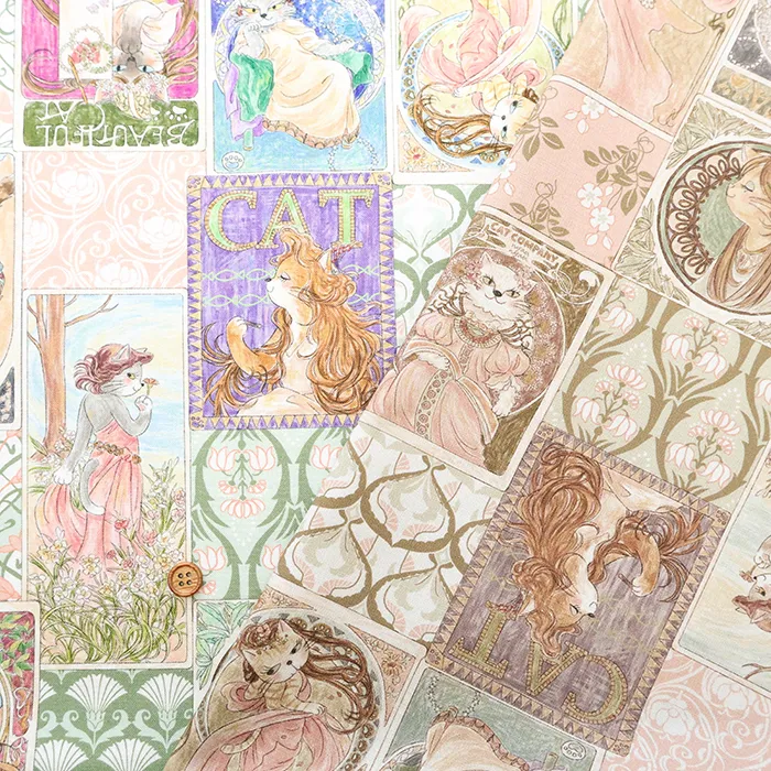 コットンシーチングインクジェットプリント生地　HOYOKA　猫の名画2