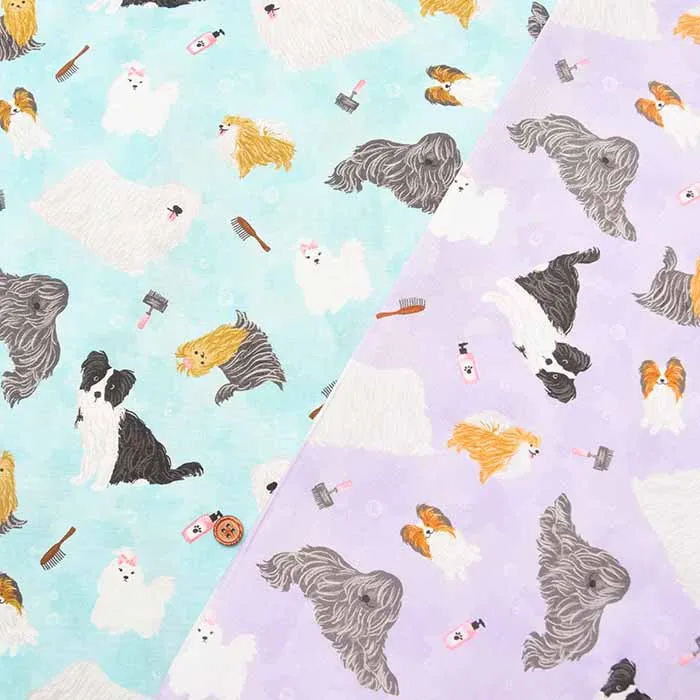 コットンシーチングデジタルプリント生地　Prism　わんこのサロン