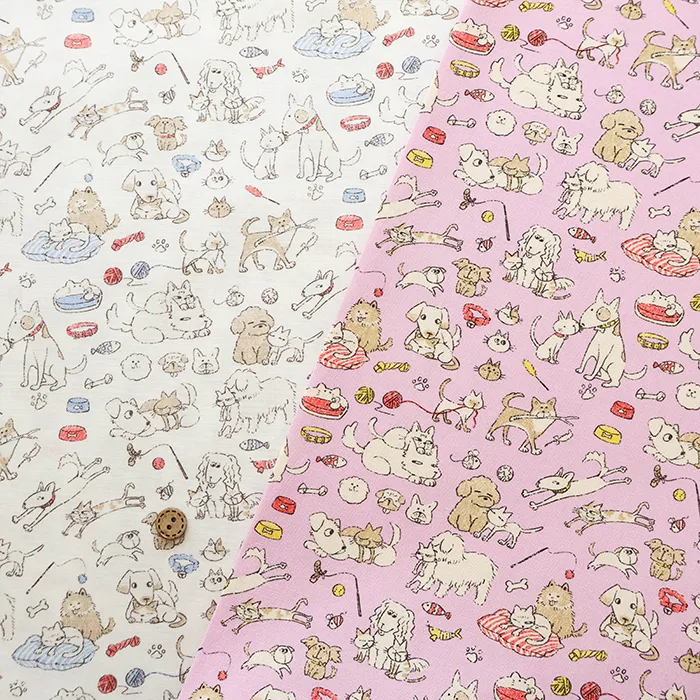 コットンシーチングインクジェットプリント生地　Prism　仲良し