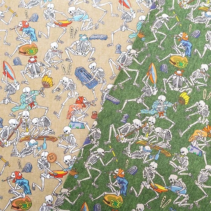 コットンシーチングインクジェットプリント生地　Prism　ドクロまつり