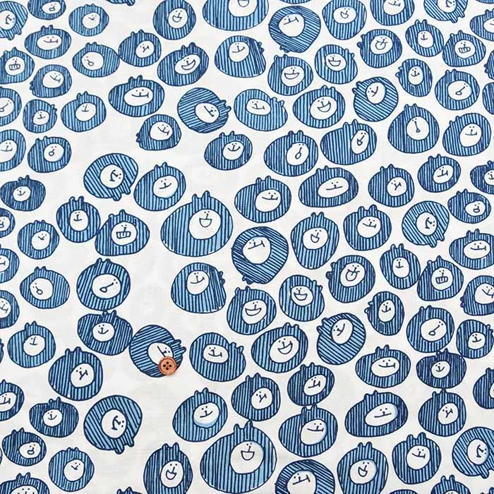 オーガニックコットン　ハンドプリント生地　Spicaの庭　muuちゃんシリーズ　しましま