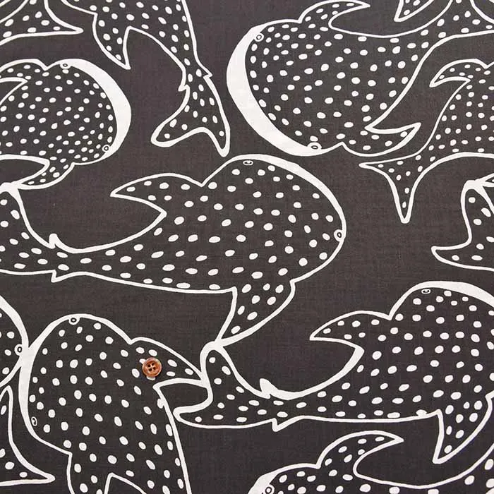 オーガニックコットンハンドプリント生地　spicaの庭　服部愛子さん「じんべいざめ」