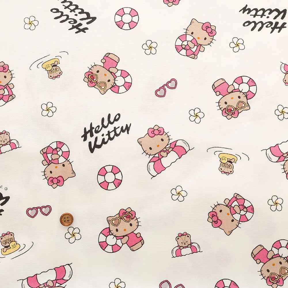 コットンオックスプリント生地　ハローキティ　サマー
