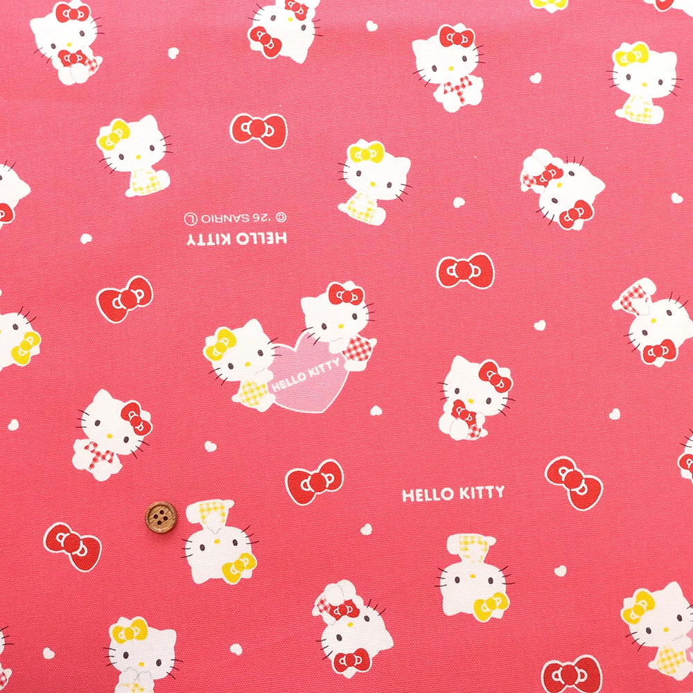 コットンオックスプリント生地　ハローキティ　ミミィ