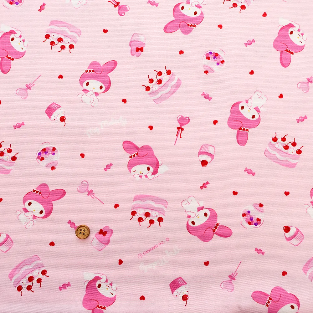 コットンオックスプリント生地　マイメロディ　ケーキ