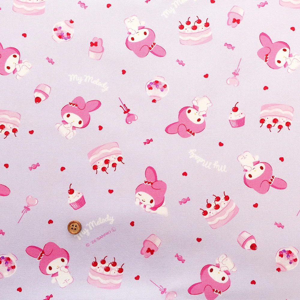 コットンオックスプリント生地　マイメロディ　ケーキ
