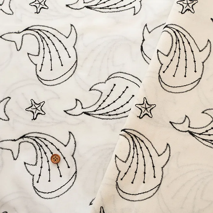 コットンキャンブリック刺繍生地　じんべいざめ