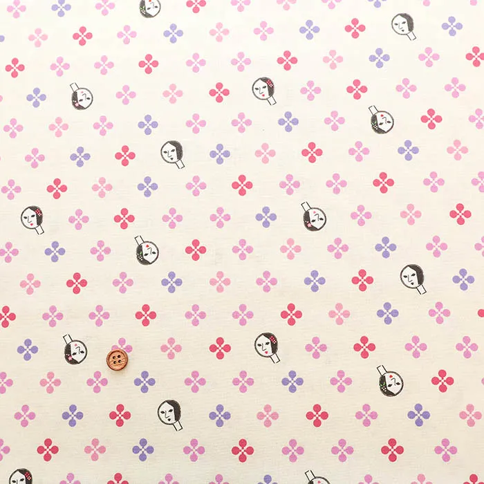 中国製　コットンシーチングインクジェットプリント生地　よーじや「はなほのか」