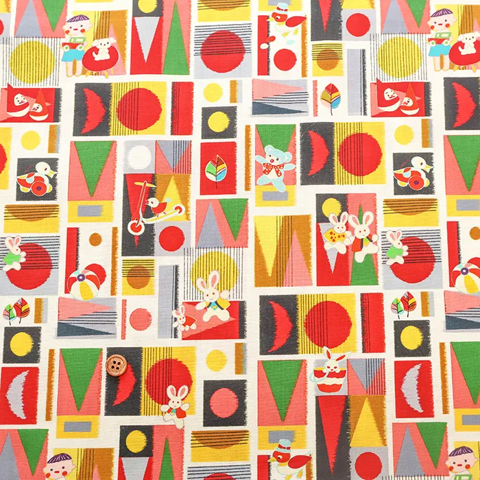 コットンシーチングインクジェットプリント生地　夜長堂　“Best Friends Forever”