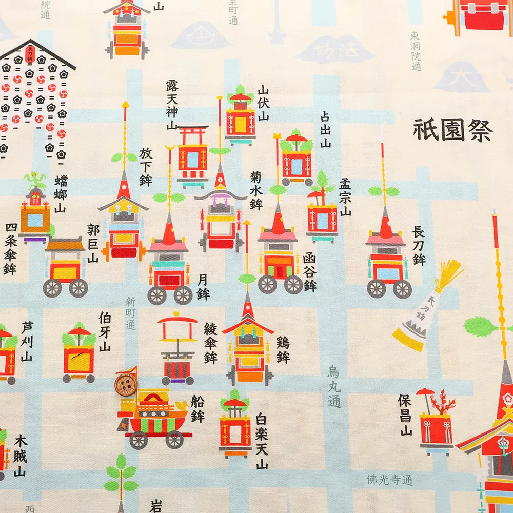 【★予約販売商品★】ノムラテーラーオリジナル　中国製　コットンシーチングインクジェットプリント生地　「祇園祭」