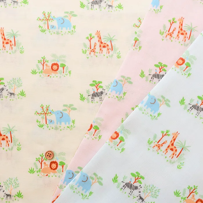 コットンダブルガーゼプリント生地　おやこあにまる