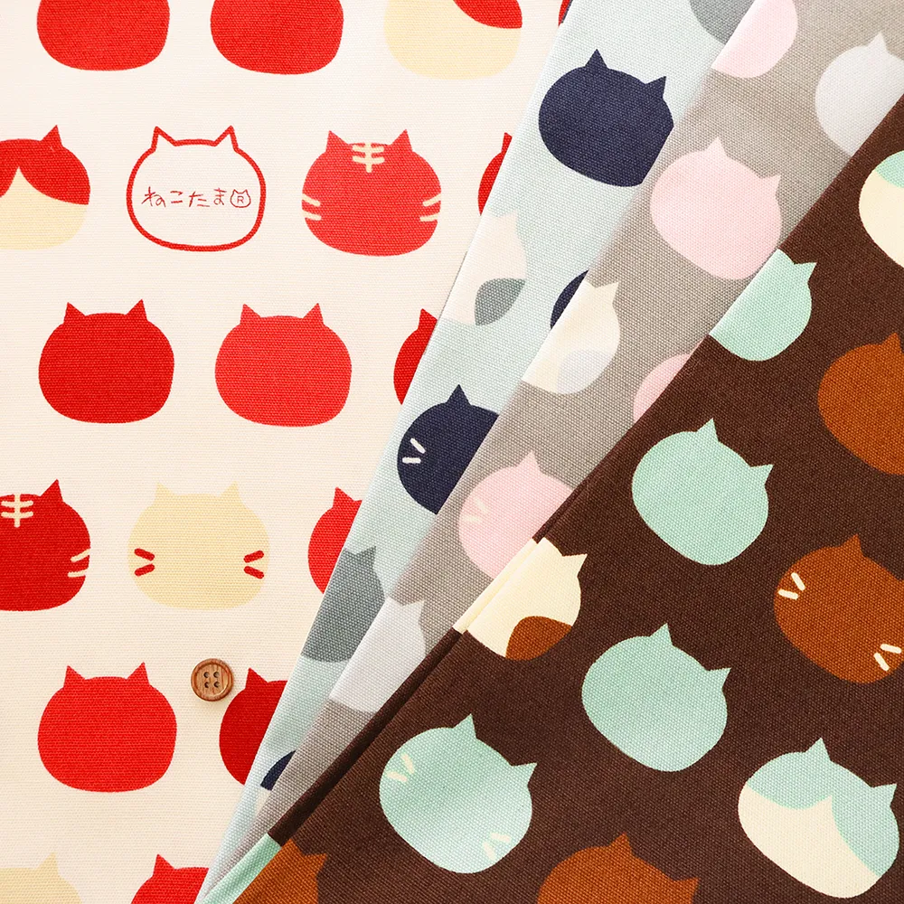 コットンオックスプリント生地　ねこたま