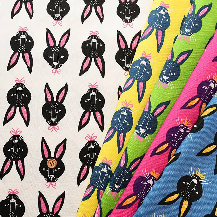 コットンオックスプリント生地　ラビット