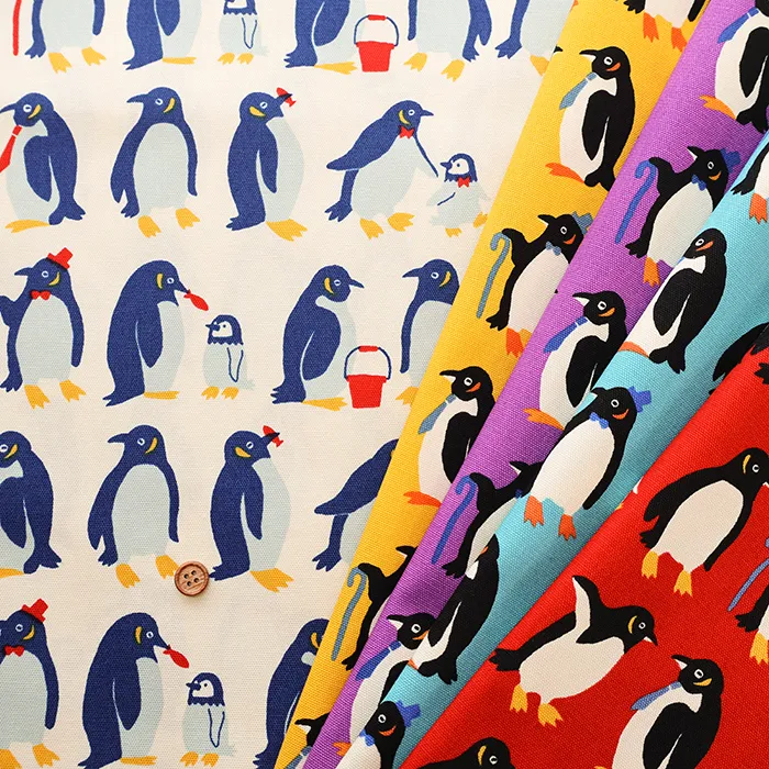 コットンオックスプリント生地　ペンギン