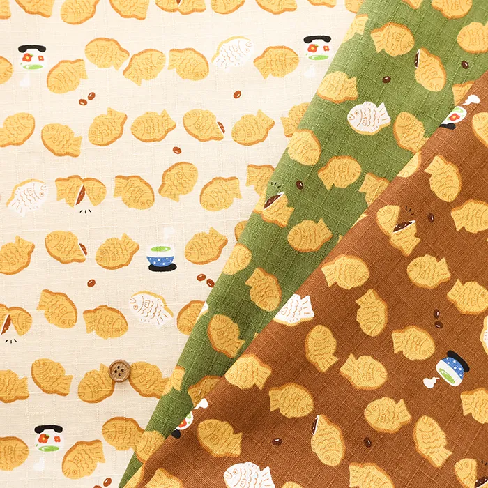 コットンドビープリント生地　たいやき