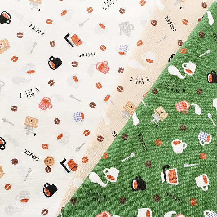 コットオックスプリント生地　コーヒー